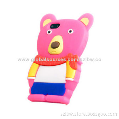 3D Cute Little Bear-shaped Soft Silicone Cover/Case for iPhone 6, 4.7-inch/Soft, Flexible, Durable